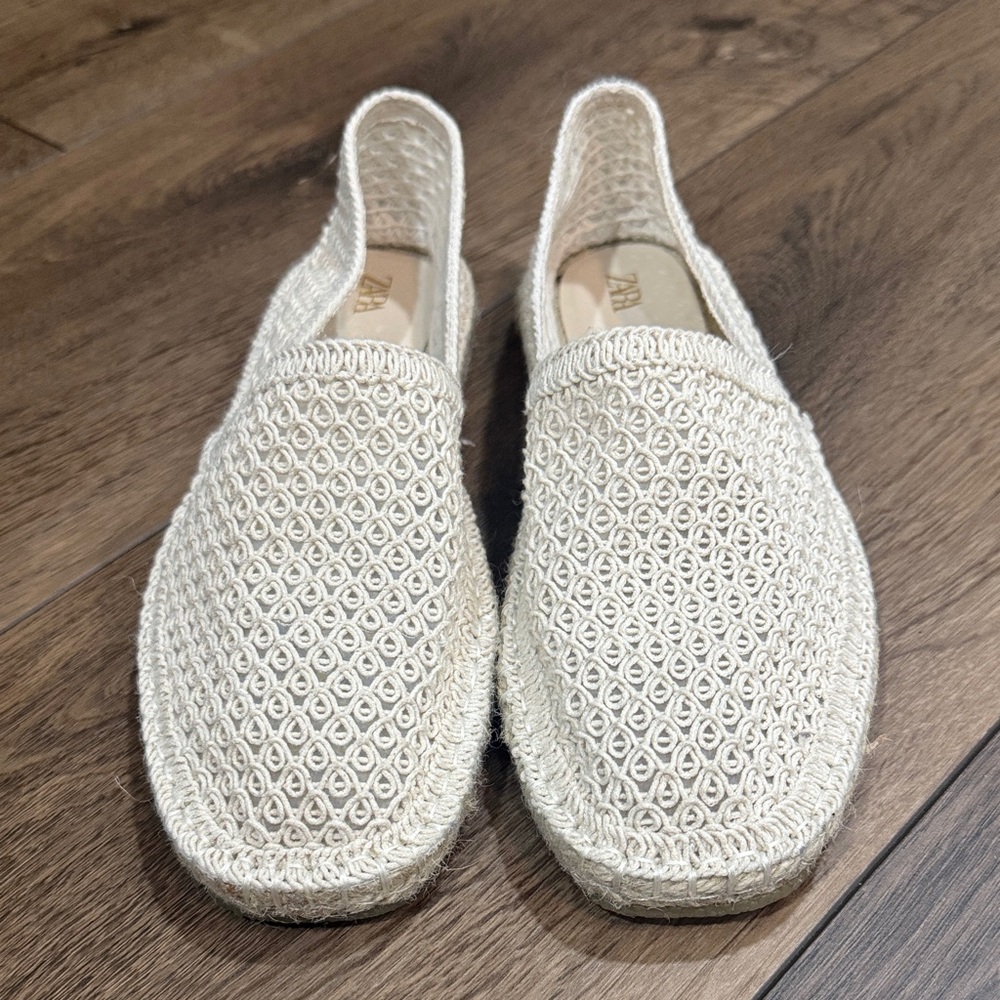 Zara Elegant Cream Woven Women's Shoes